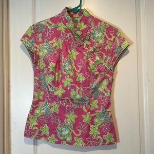 Lilly Pulitzer Phipps Pink Mommy & Me Asian inspired top Size 2